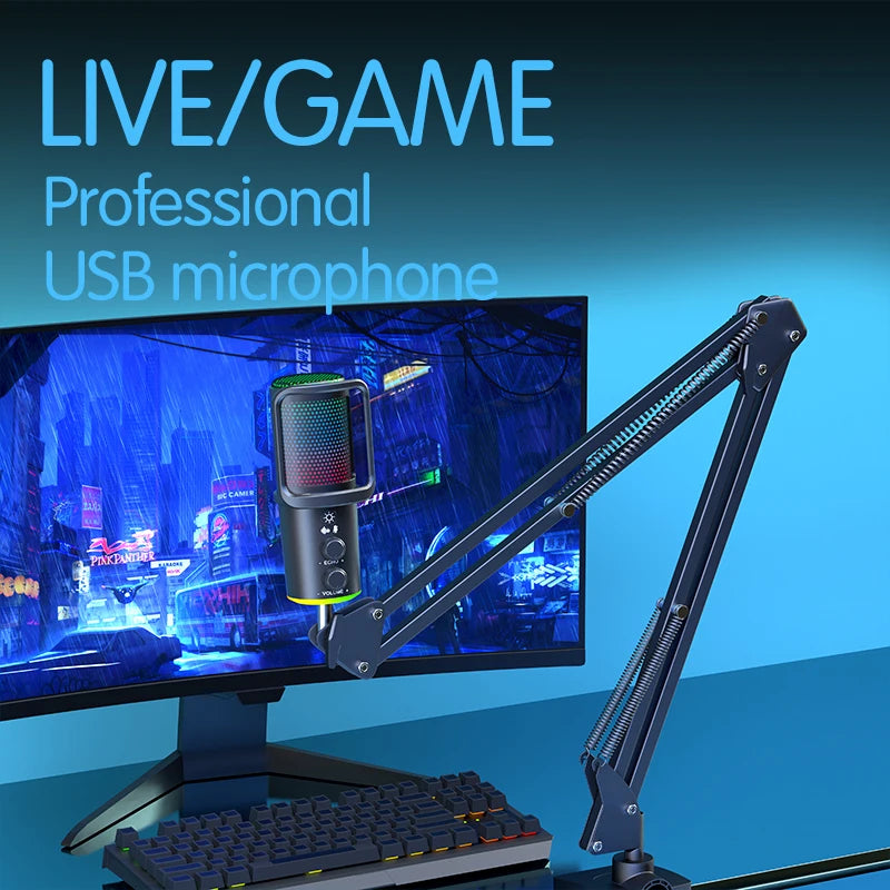 Black Color Microphone for Music Recording Streaming Gaming & YouTube Singing Wired Type C Connector Omni-Directional Pattern