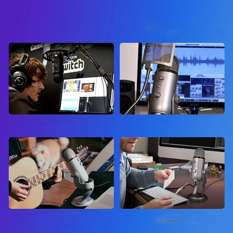 Logitech Blue Yeti Condenser Microphone Professional Microphone Karaoke Recording Computer Mobile Game Live Broadcast Blue Yeti